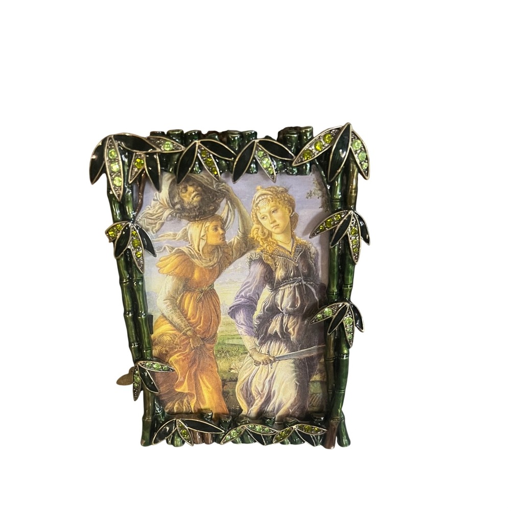 Tizo Italian Enamel Picture Frame Austrian Crystal Rhinestones 4x5 Collectible